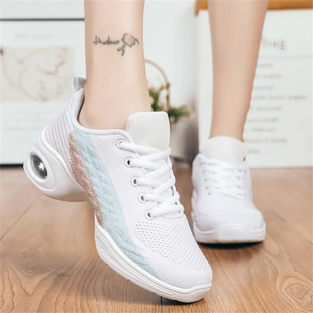 Women's Jazz Shoes Lace-up Sneakers Modern Dance Shoes Cushion Platform Walking Dance Shoes