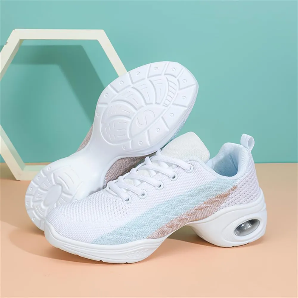Women's Jazz Shoes Lace-up Sneakers Modern Dance Shoes Cushion Platform Walking Dance Shoes