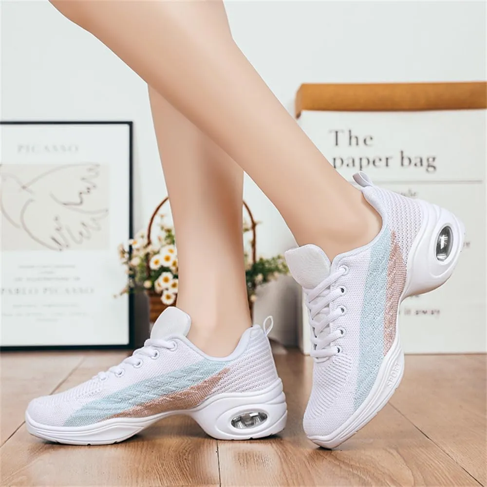 Women's Jazz Shoes Lace-up Sneakers Modern Dance Shoes Cushion Platform Walking Dance Shoes