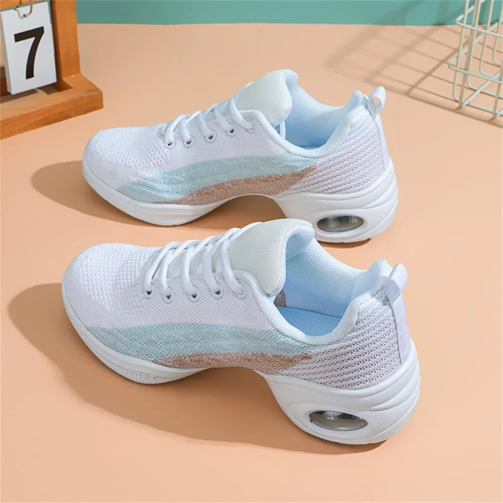 Women's Jazz Shoes Lace-up Sneakers Modern Dance Shoes Cushion Platform Walking Dance Shoes