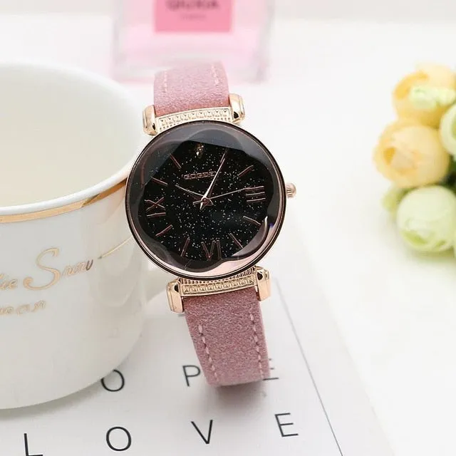 Women's New Fashion Rose Gold Leather Watches