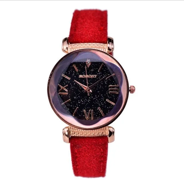 Women's New Fashion Rose Gold Leather Watches