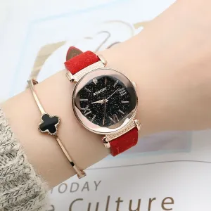 Women's New Fashion Rose Gold Leather Watches