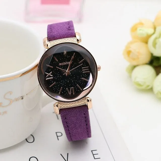 Women's New Fashion Rose Gold Leather Watches