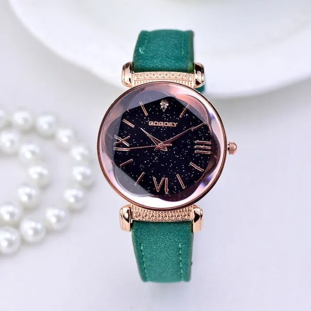 Women's New Fashion Rose Gold Leather Watches