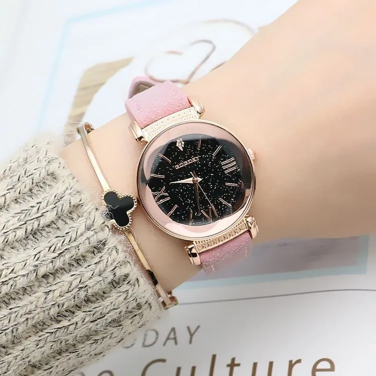 Women's New Fashion Rose Gold Leather Watches