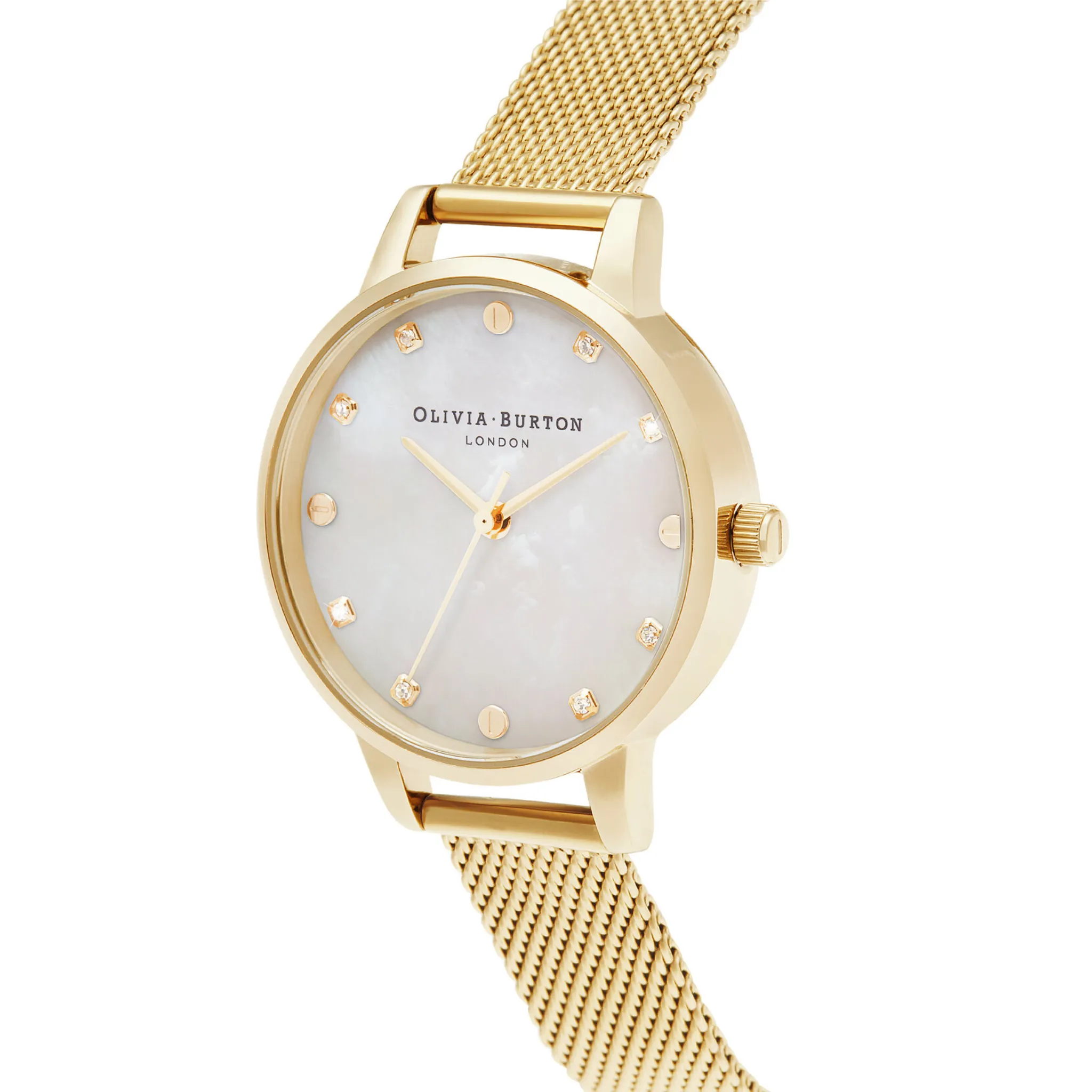 Womens Olivia Burton Pale Gold/Mother of Pearl Classics Mesh Watch