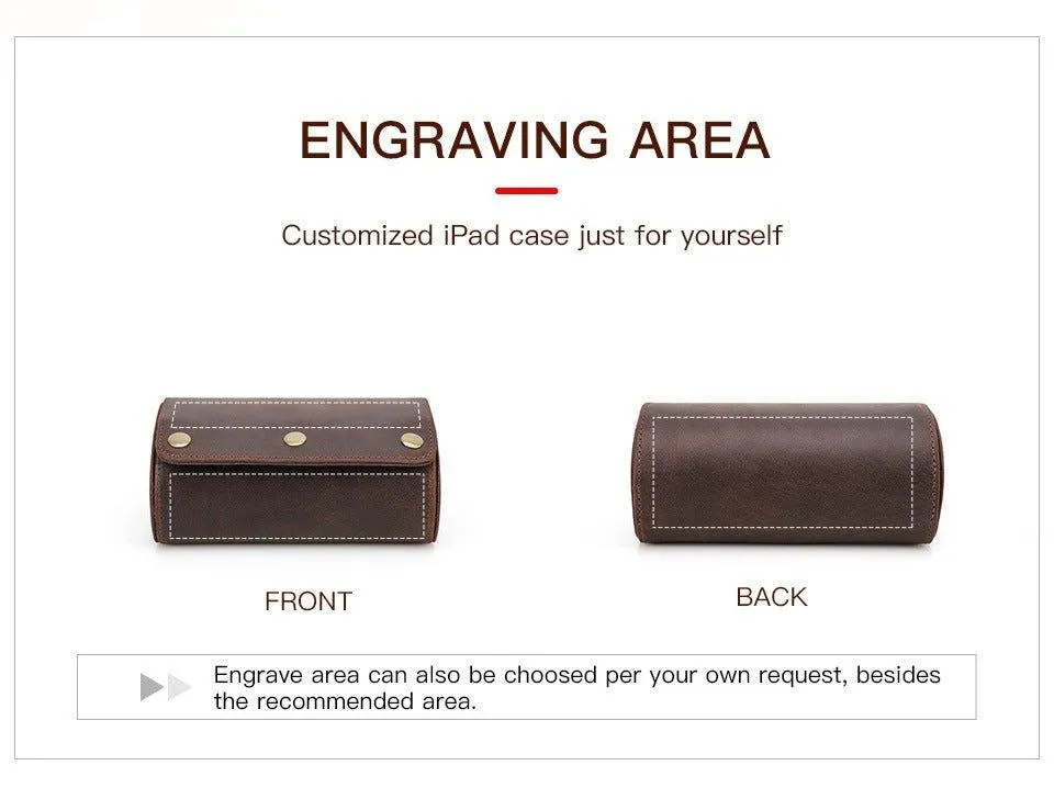 Woosir Vintage Leather Watch Roll Case for 2 Watches