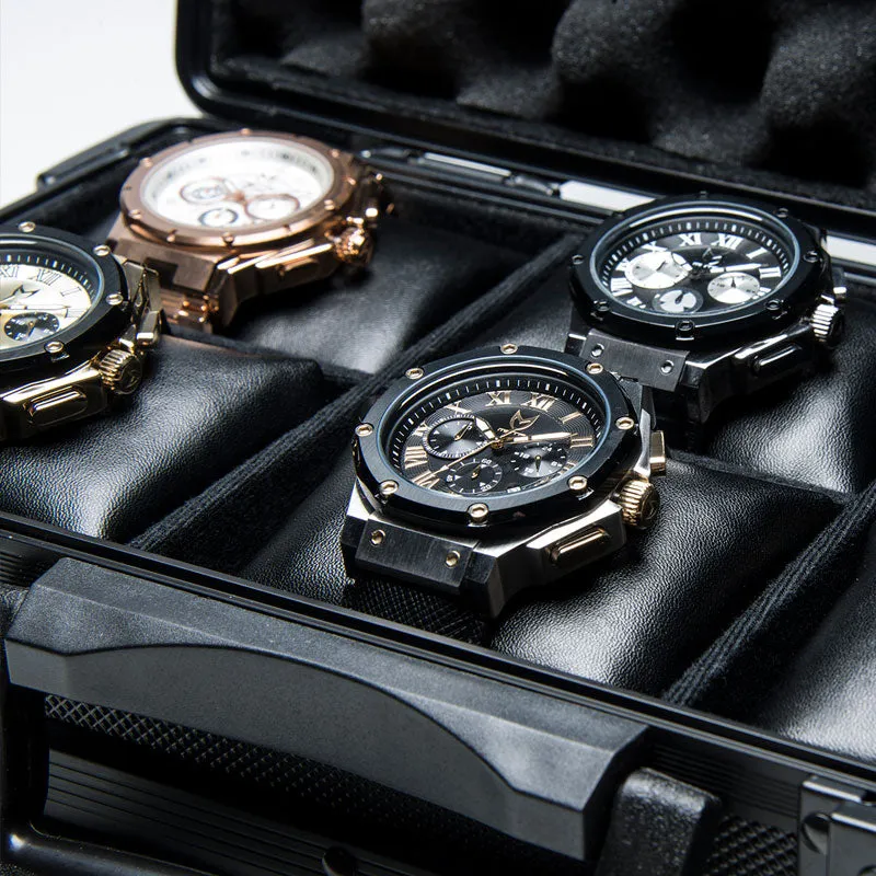 WTP112 - HEAVY DUTY ALUMINUM BRIEFCASE WATCH STORAGE / HOLDS 6