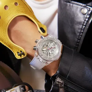 Y3 Diamond Inlaid Transparent Band Quartz Watch Waterproof